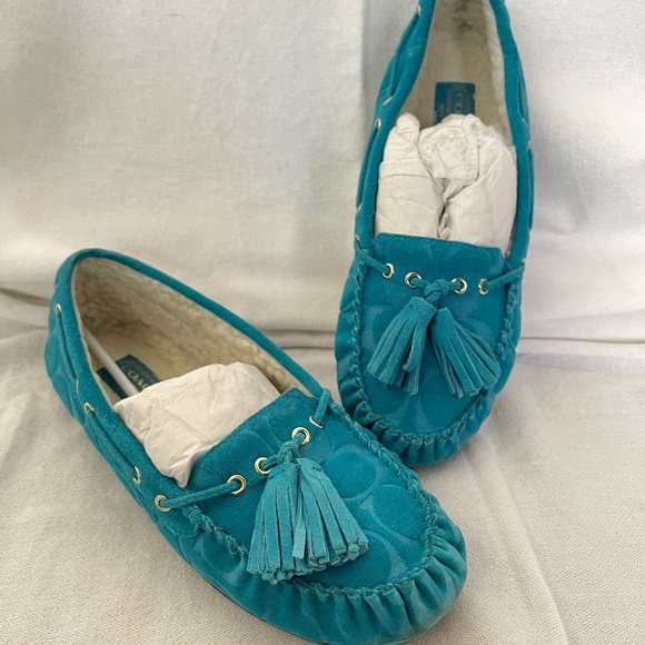Blue Coach moccasins women's size 7 - Picture 1 of 2